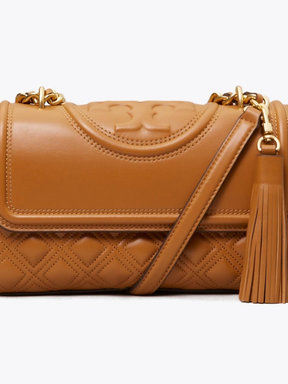 NWT Tory Burch Quilted Leather Shoulder Bag in Tan with Gold Hardware